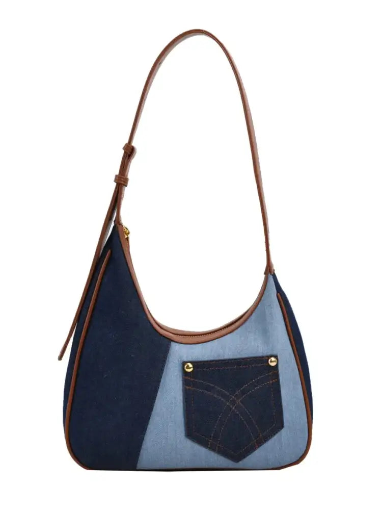 Color Block Adjustable Strap Shoulder Bag