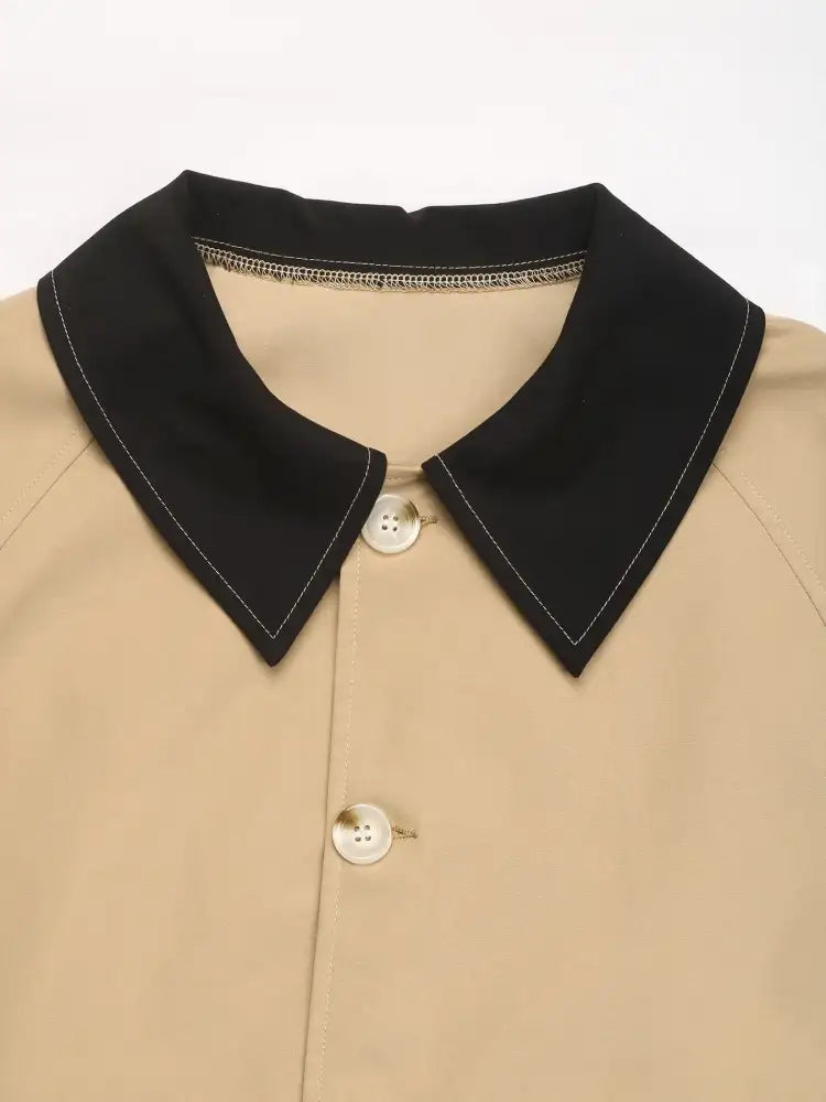 Color Block Button-Up Casual Jacket