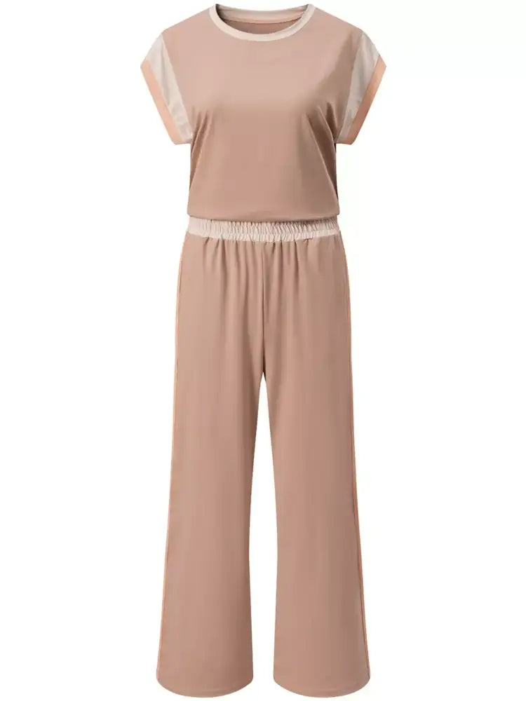 Color Block Detail Casual Two-piece Set