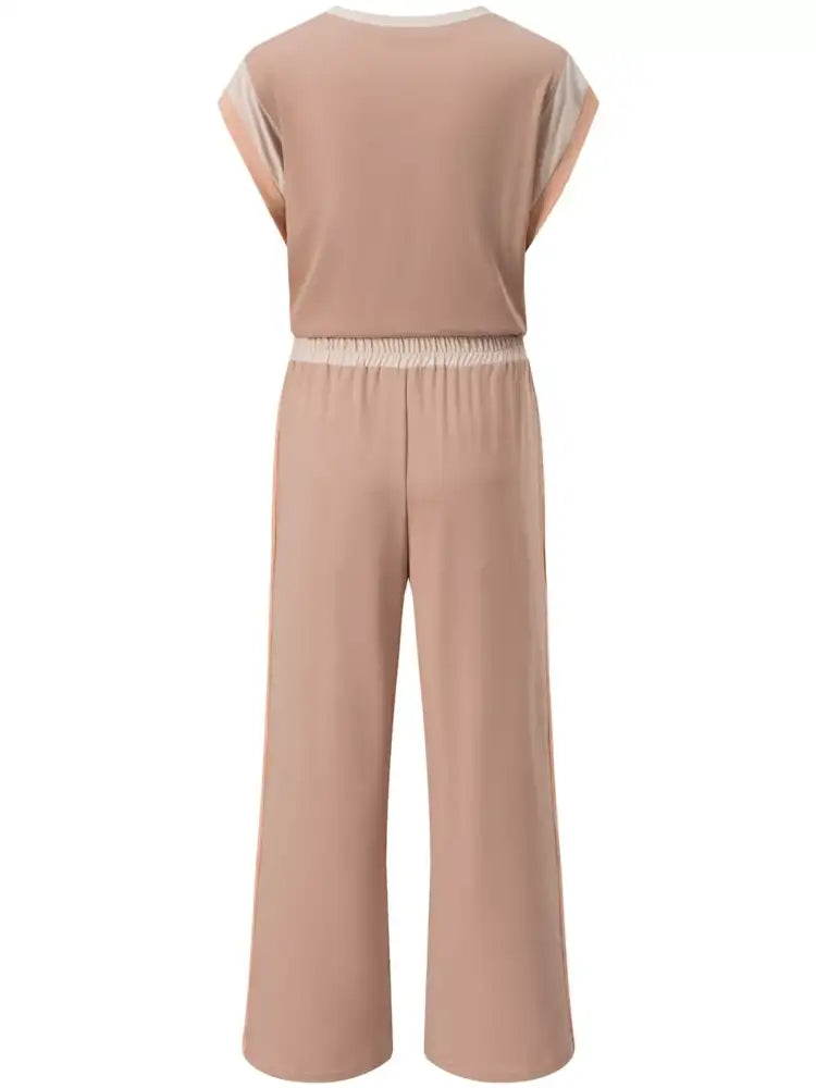 Color Block Detail Casual Two-piece Set