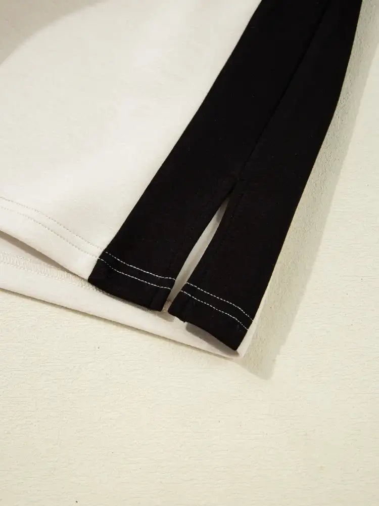 Color Block Half Zip Top and Shorts Two-Piece Set