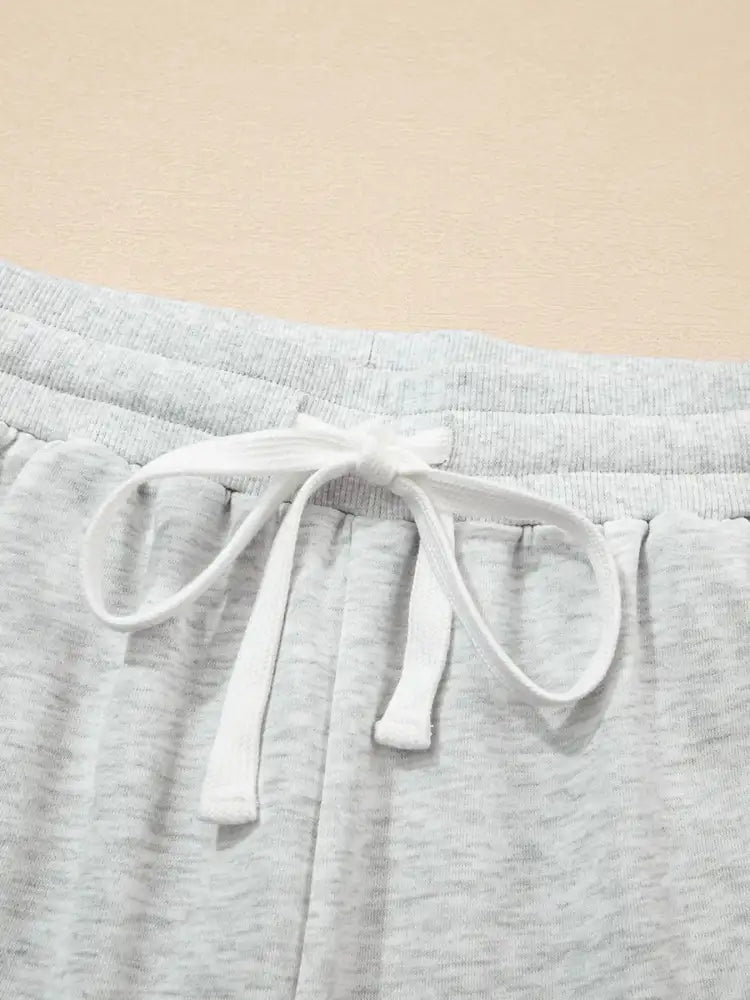 Color Block Long Sleeve Sweatshirt and Shorts Set