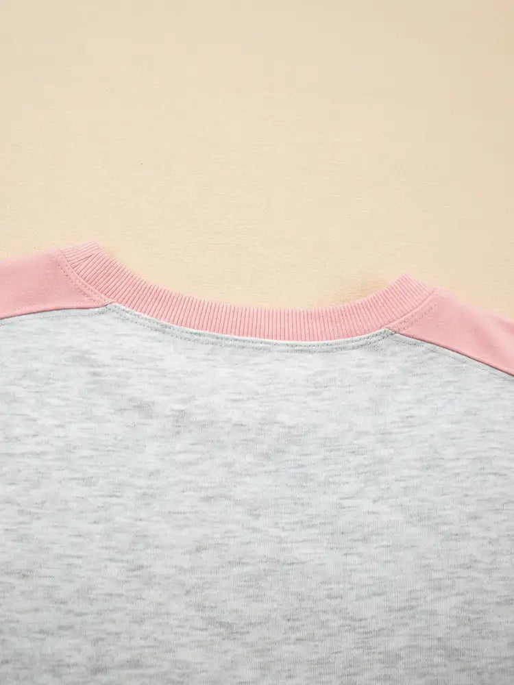 Color Block Long Sleeve Sweatshirt and Shorts Set