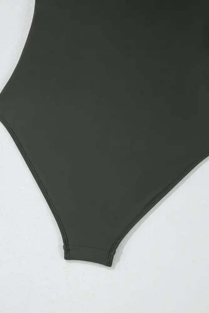 Color Block Padded Square Neck One Piece Swimsuit