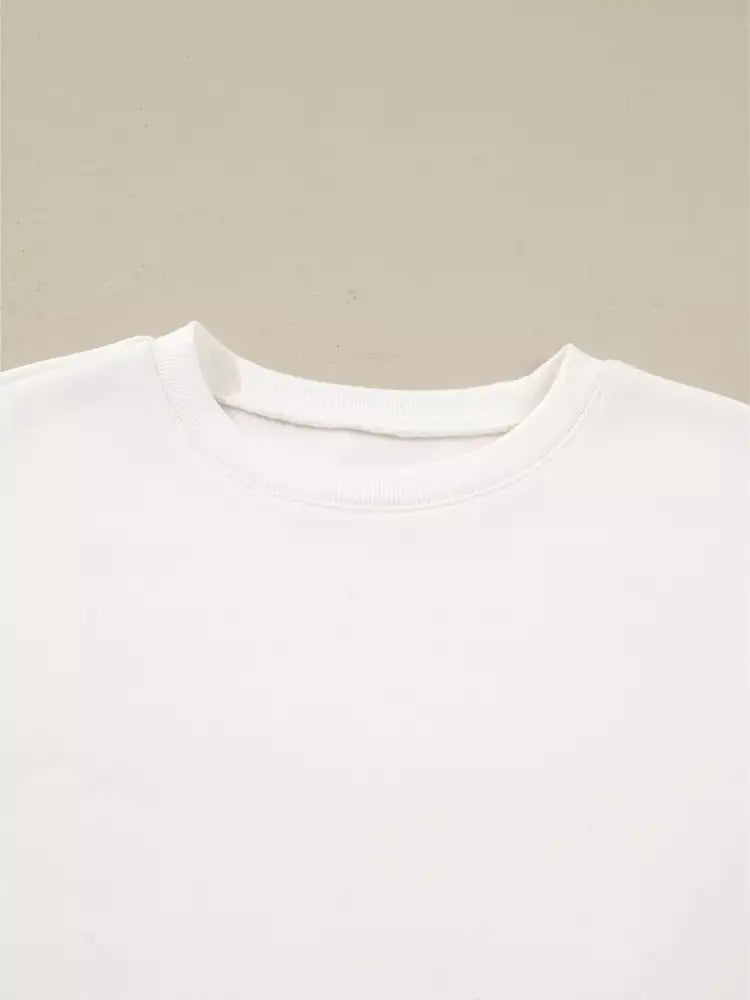 Color Block Patchwork Drop Shoulder Pullover and Shorts Set