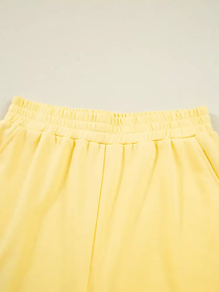 Color Block Patchwork Half Button Top and Shorts 2pcs Set