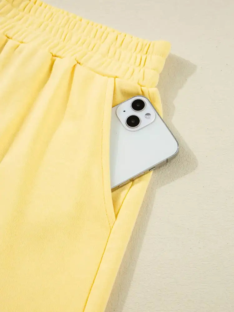 Color Block Patchwork Half Button Top and Shorts 2pcs Set