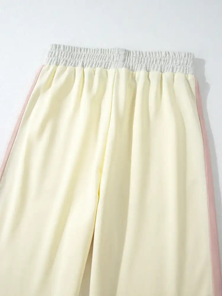 Color Block Round Neck Top and Pants Set