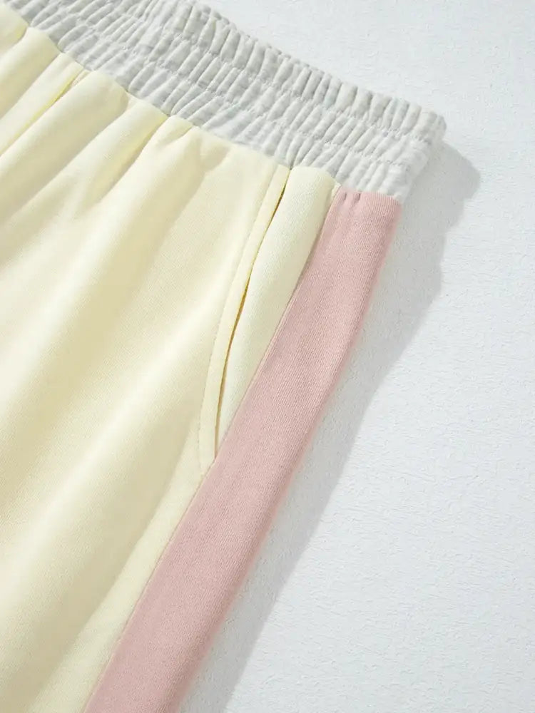 Color Block Round Neck Top and Pants Set