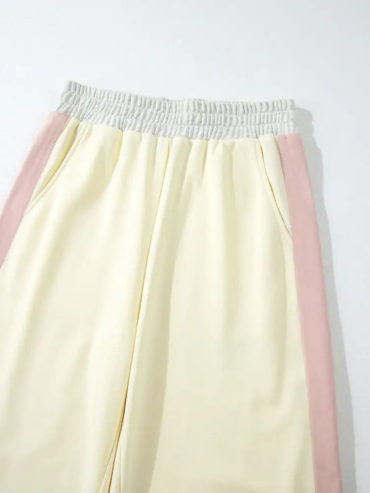 Color Block Round Neck Top and Pants Set