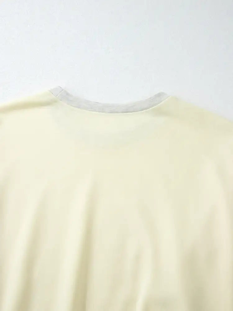 Color Block Round Neck Top and Pants Set