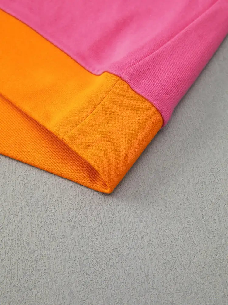 Color Block Round Neck Top and Pants Set