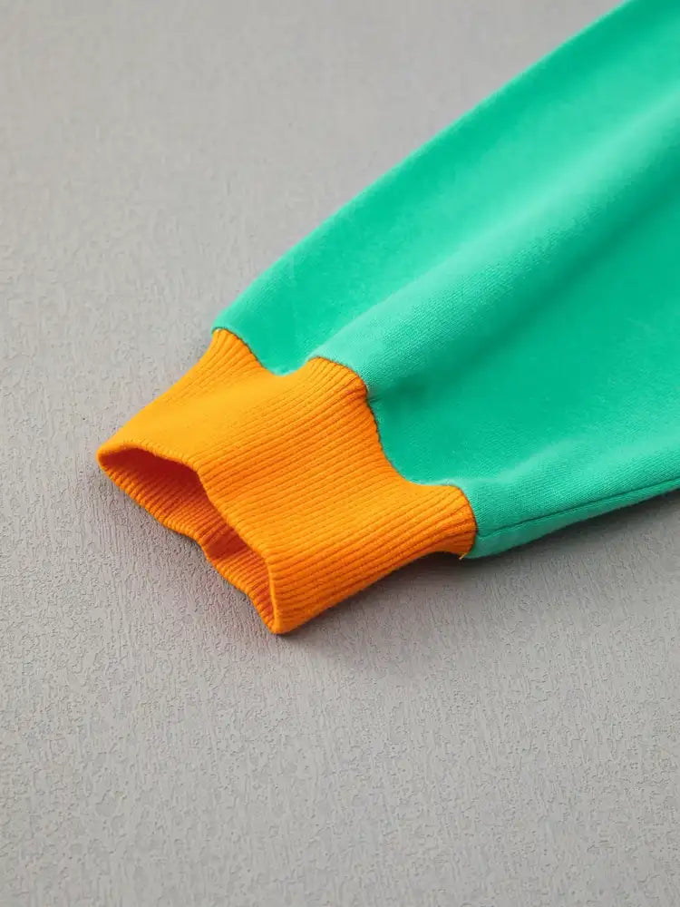 Color Block Round Neck Top and Pants Set