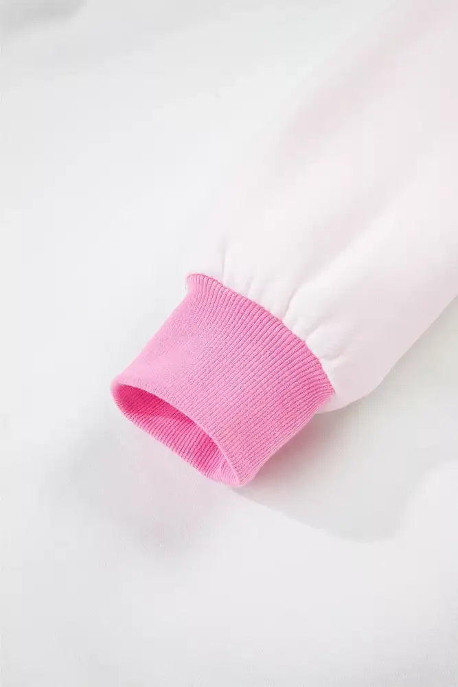 Color Block Sweatshirt and Elastic Waist Shorts Set