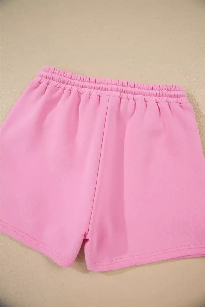 Color Block Sweatshirt and Elastic Waist Shorts Set