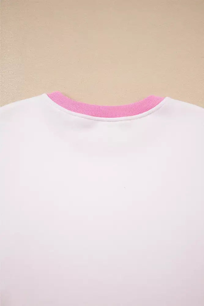 Color Block Sweatshirt and Elastic Waist Shorts Set