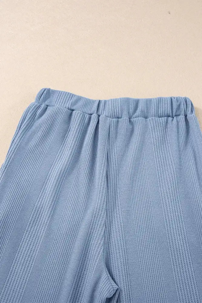 Color Ribbed Ruffle Tank Top and Pants Set