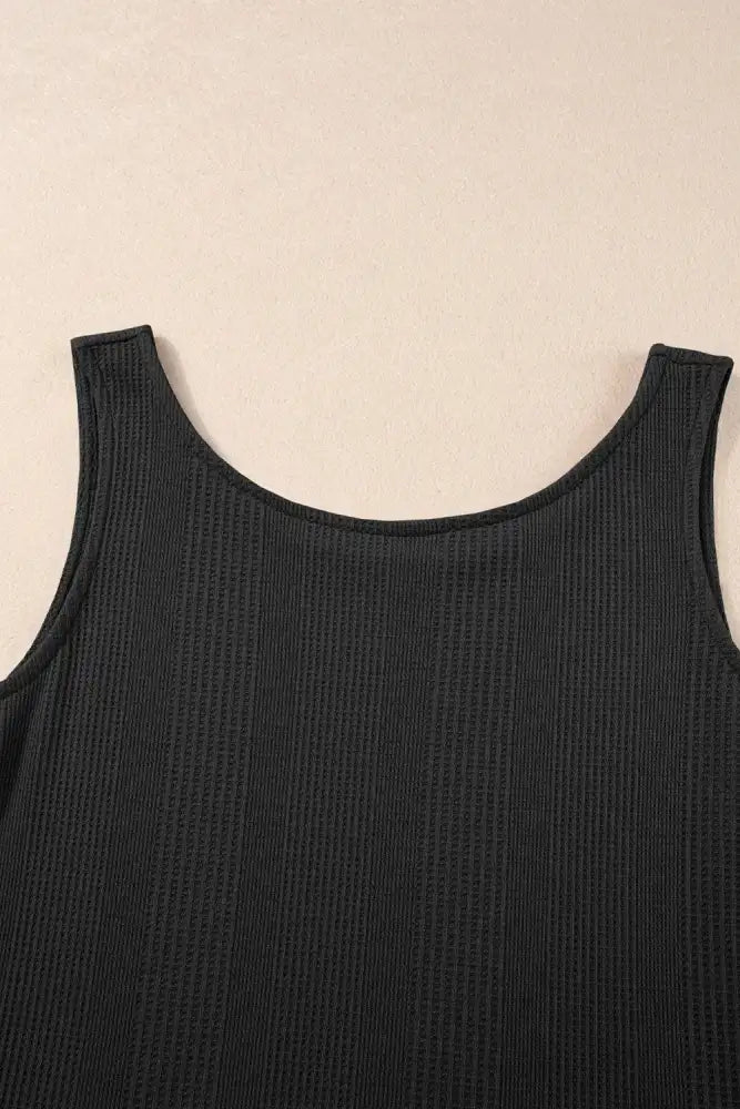 Color Ribbed Ruffle Tank Top and Pants Set