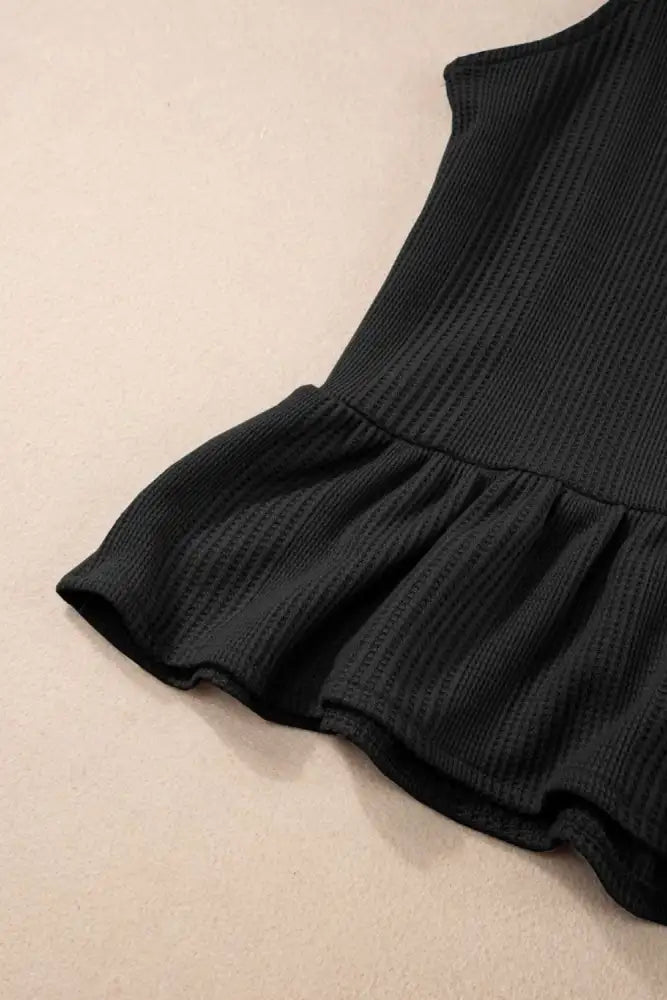 Color Ribbed Ruffle Tank Top and Pants Set