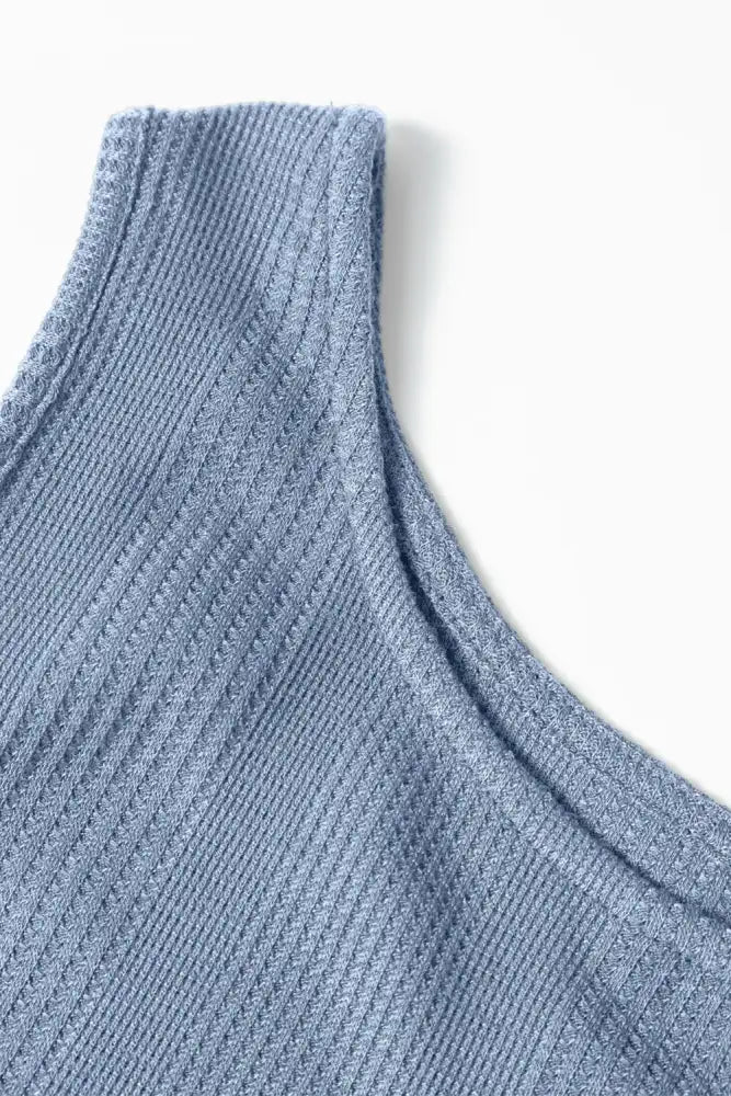 Color Ribbed Ruffle Tank Top and Pants Set