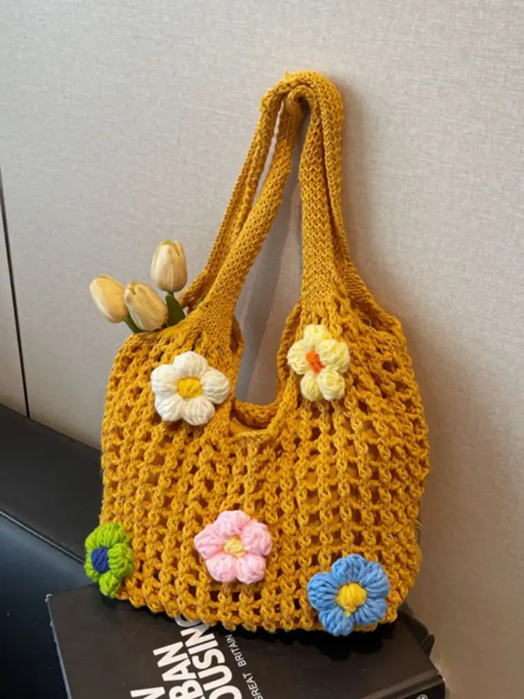 Colorful Floral Crochet Shoulder Bag