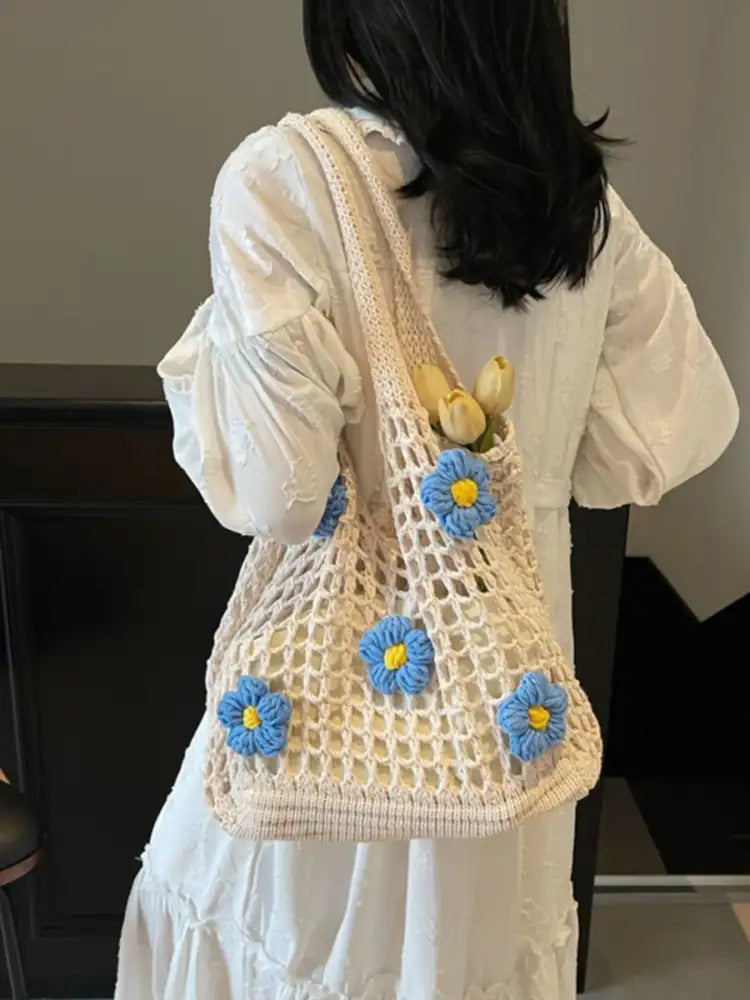 Colorful Floral Crochet Shoulder Bag