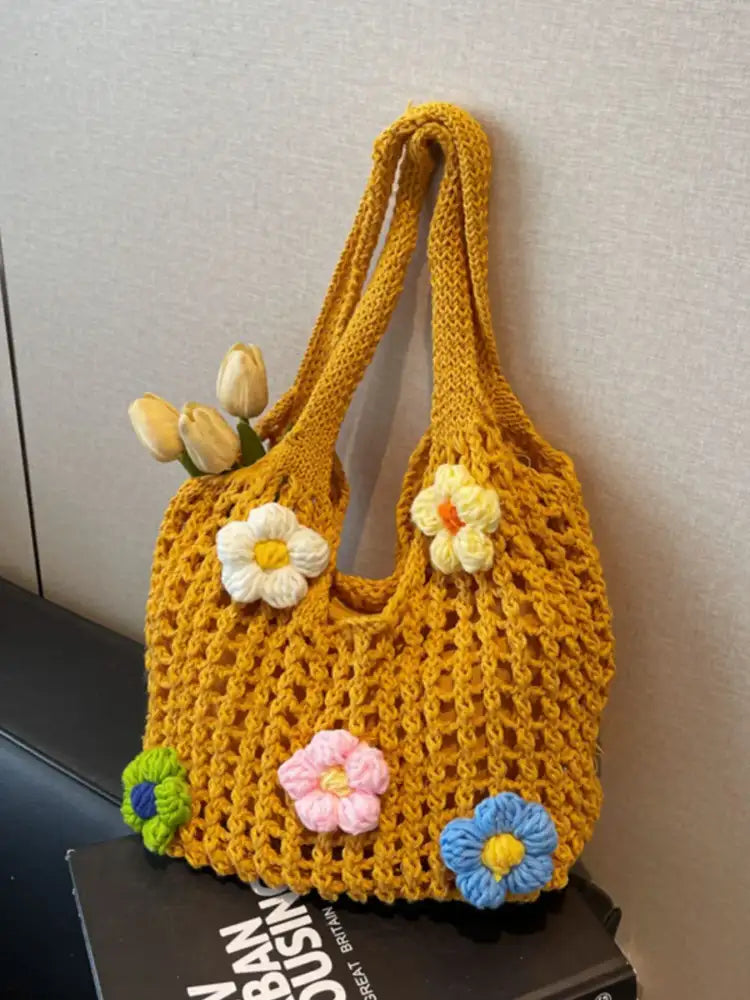 Colorful Floral Crochet Shoulder Bag