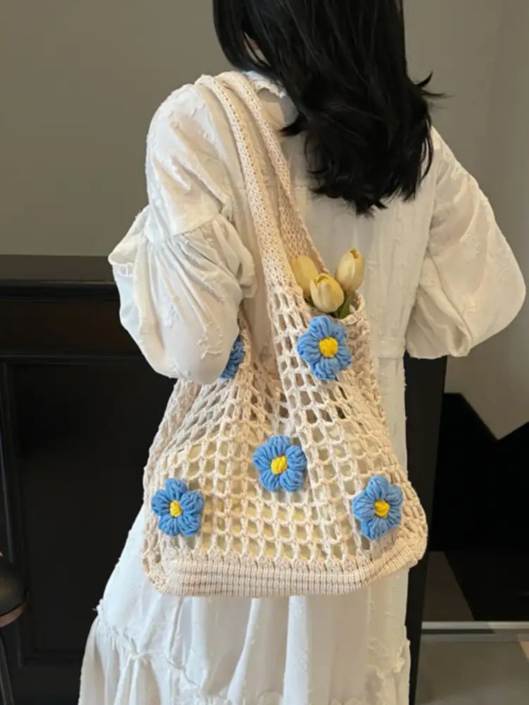 Colorful Floral Crochet Shoulder Bag