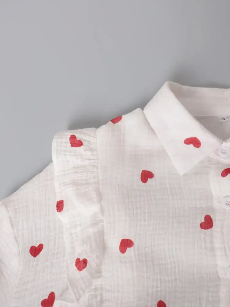 Colorful Heart Print Shirt and Shorts Set