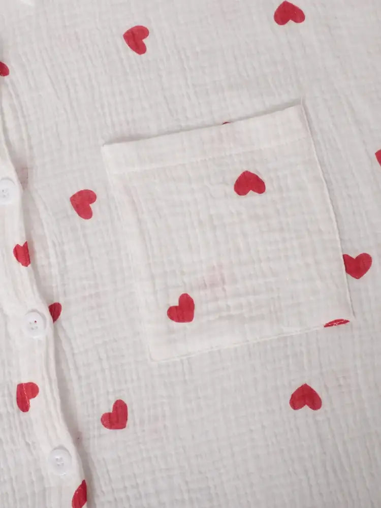 Colorful Heart Print Shirt and Shorts Set