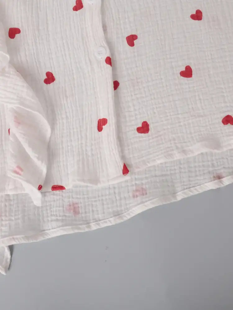 Colorful Heart Print Shirt and Shorts Set