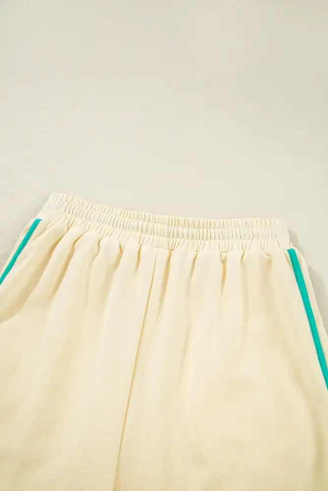 Contrast Round Neck Top and Shorts Set