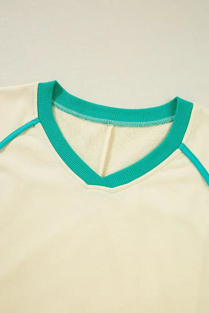 Contrast Round Neck Top and Shorts Set