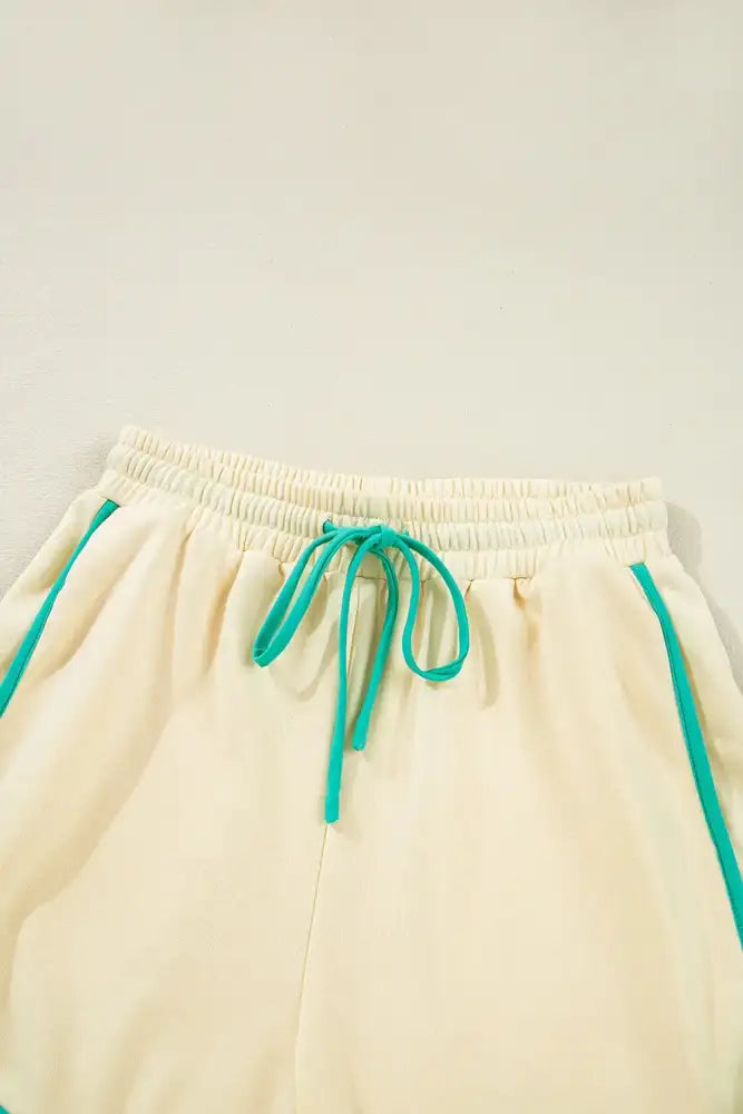 Contrast Round Neck Top and Shorts Set