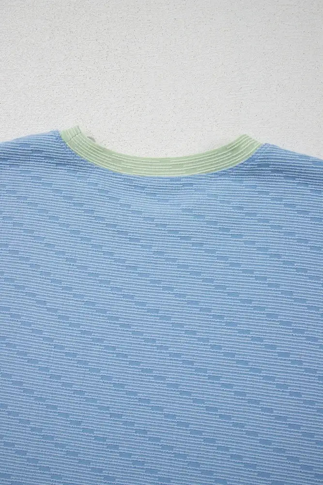 Contrast Round Neck Top and Shorts Set