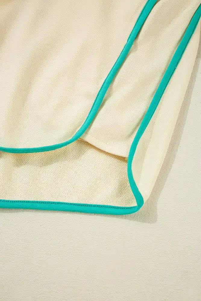 Contrast Round Neck Top and Shorts Set