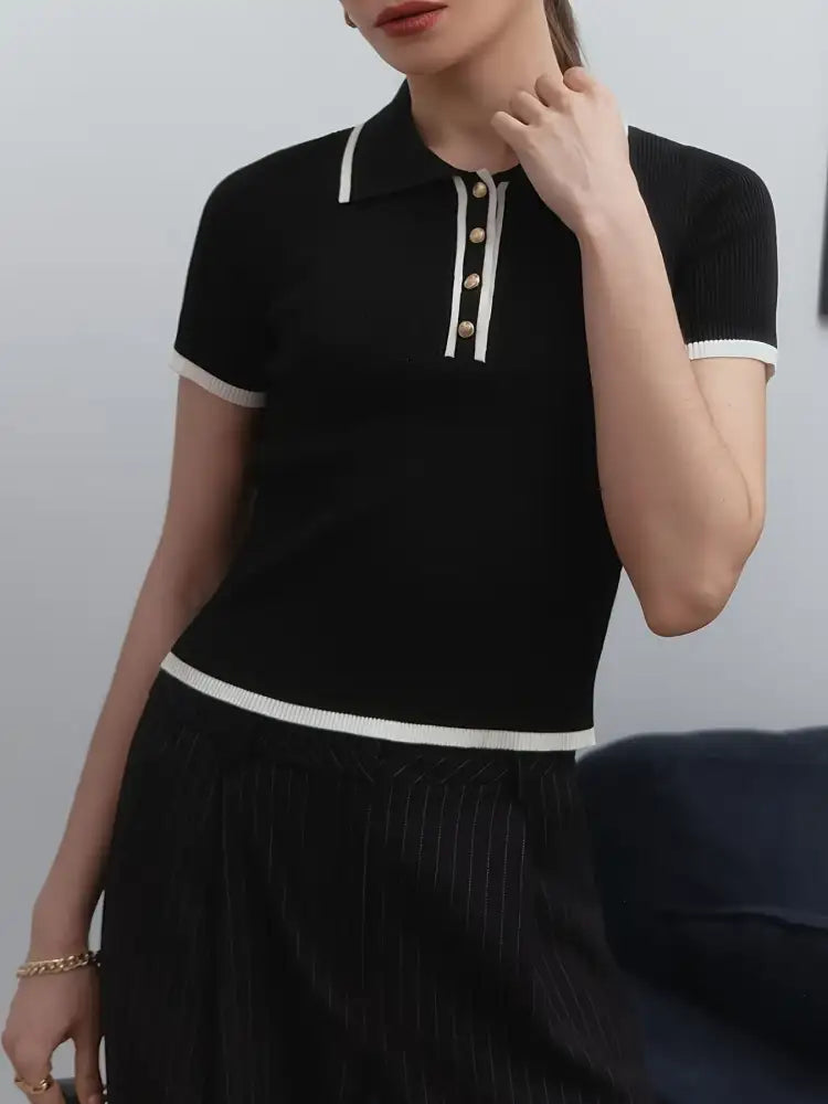 Contrast Trim Button Detail Polo