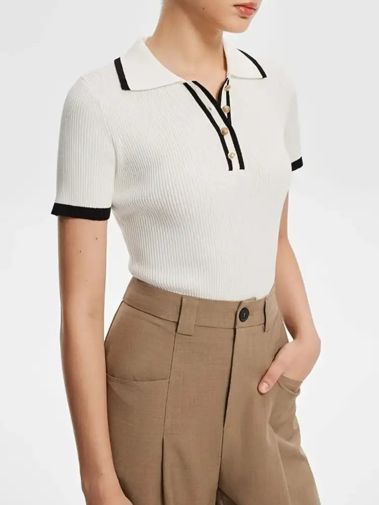 Contrast Trim Button Detail Polo