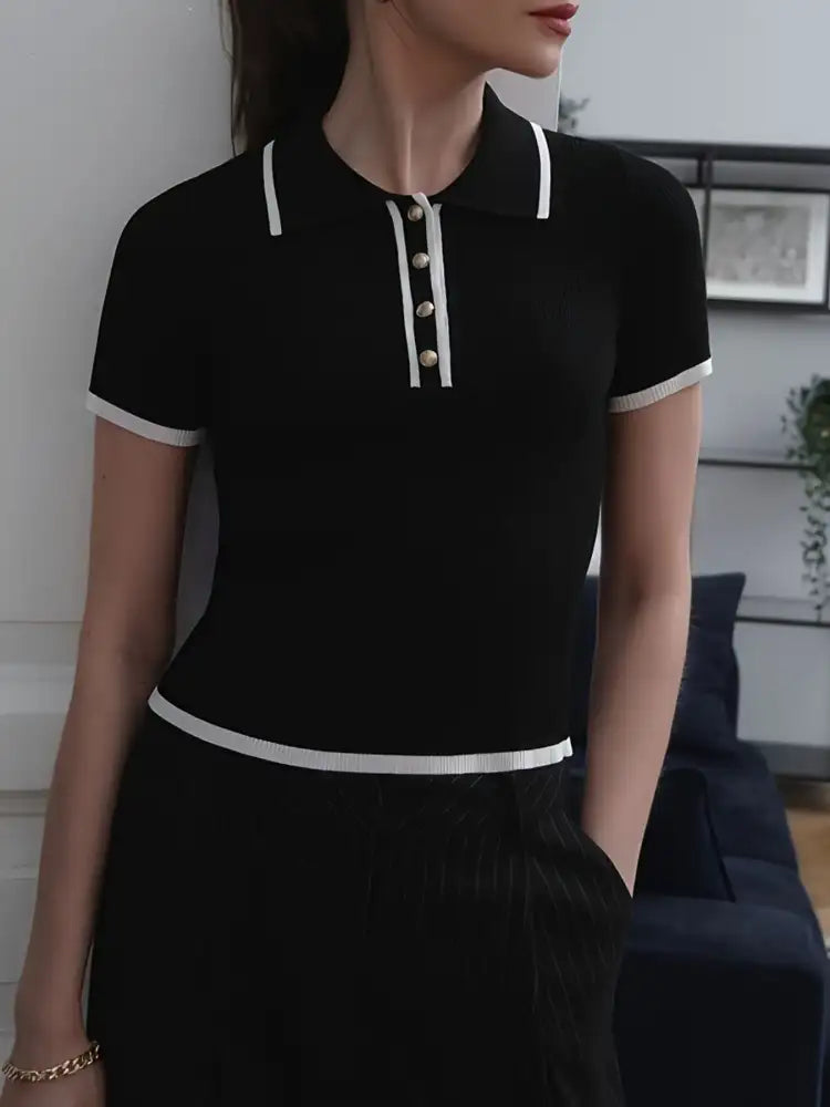 Contrast Trim Button Detail Polo