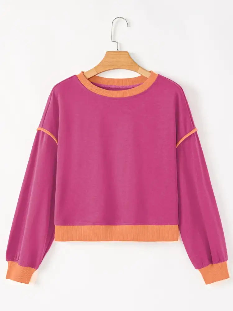 Contrast Trim Long Sleeve Top and Skort Set