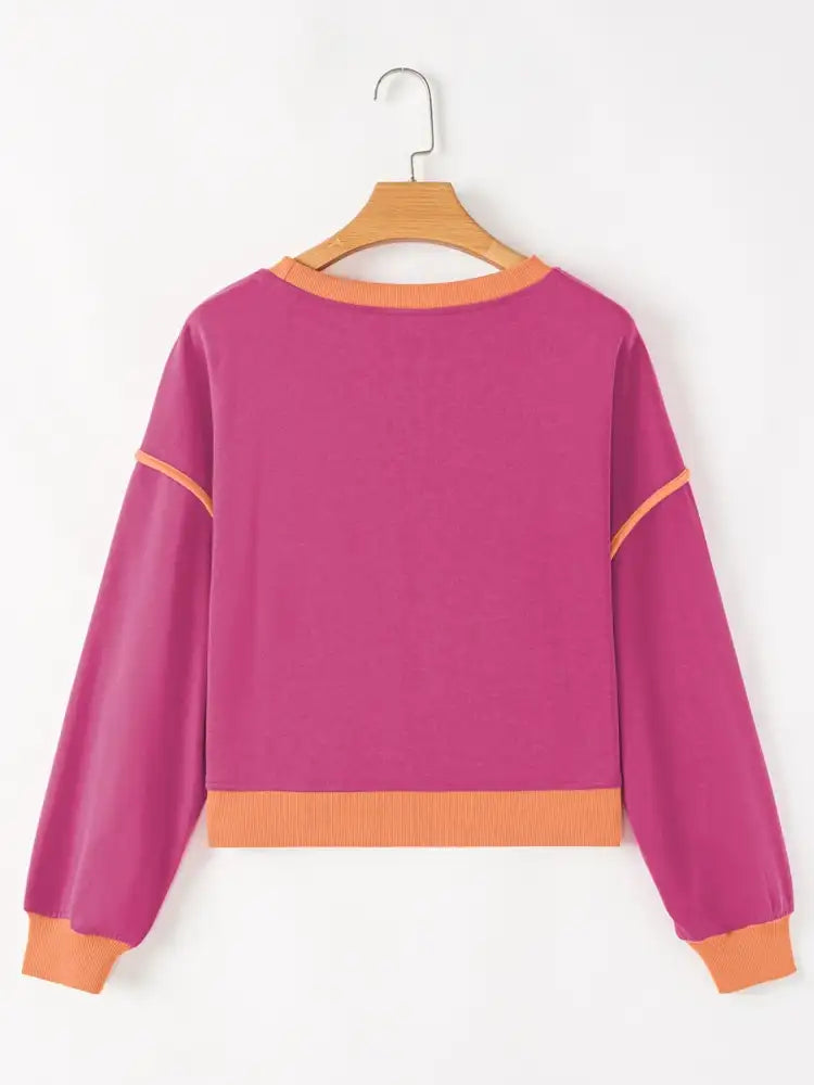 Contrast Trim Long Sleeve Top and Skort Set