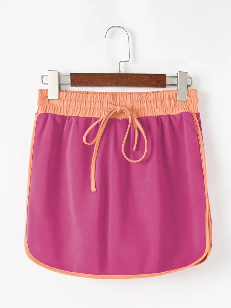 Contrast Trim Long Sleeve Top and Skort Set