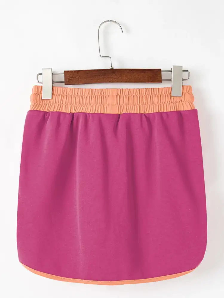 Contrast Trim Long Sleeve Top and Skort Set