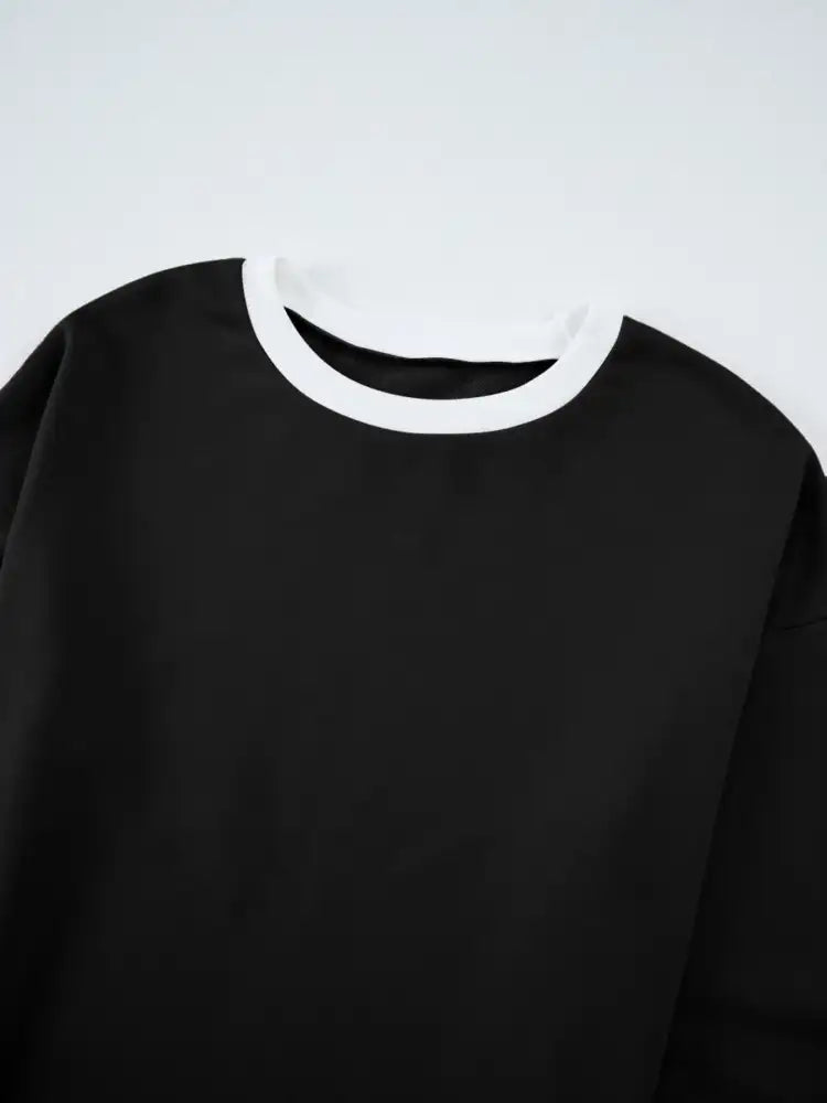 Contrast Trim Round Neck Top and Pants Set