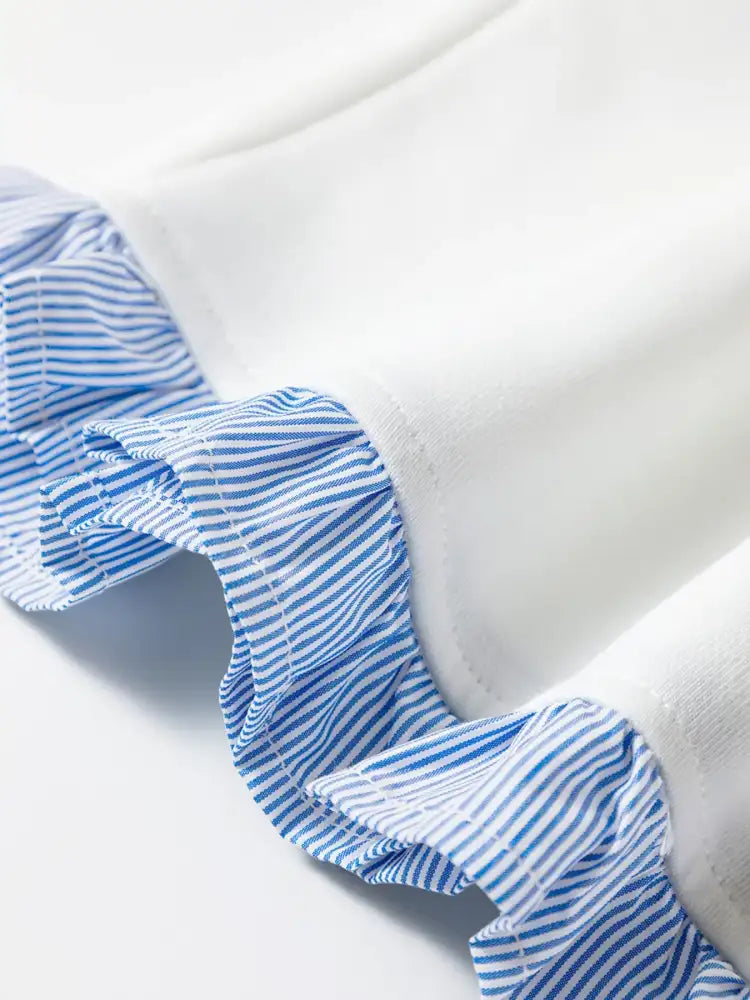 Contrast Trim Round Neck Top and Shorts Set