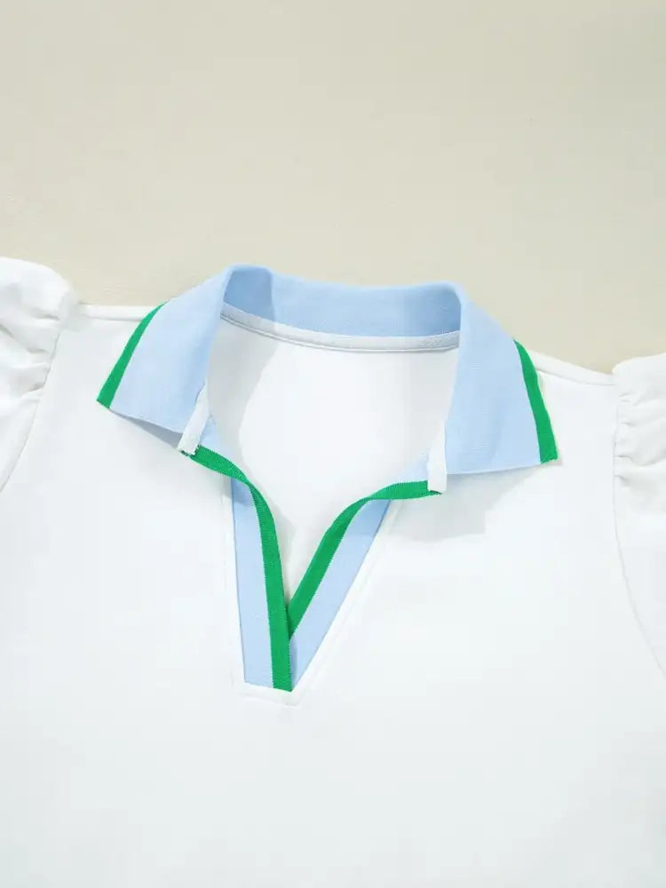 Contrast Trim Top and Mini Skirt Set