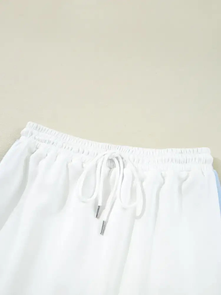 Contrast Trim Top and Mini Skirt Set