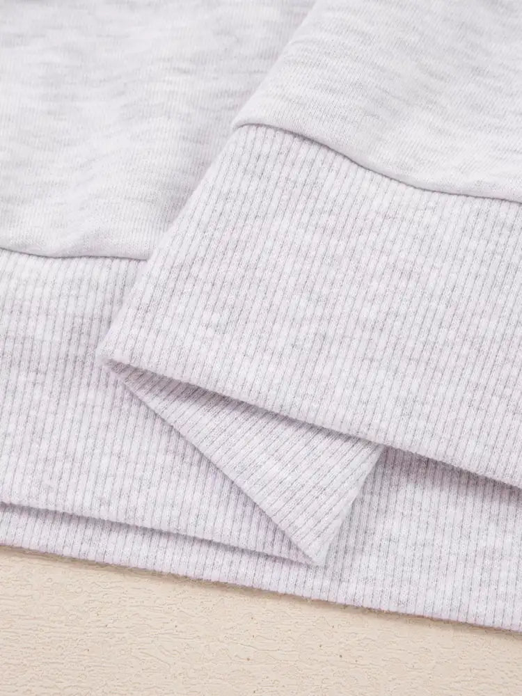 Contrasted Trim Frilled Collar Drop Shoulder Top and Drawstring Pant Set