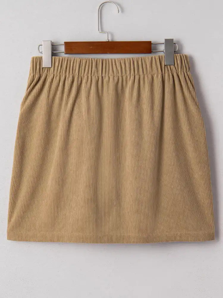 Corduroy Buttoned Front Mini Skirt
