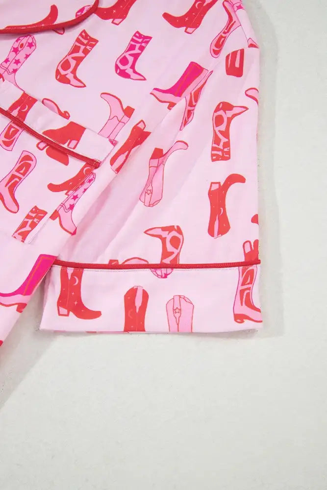 Cowgirl Boots Printed Shirt and Shorts Set